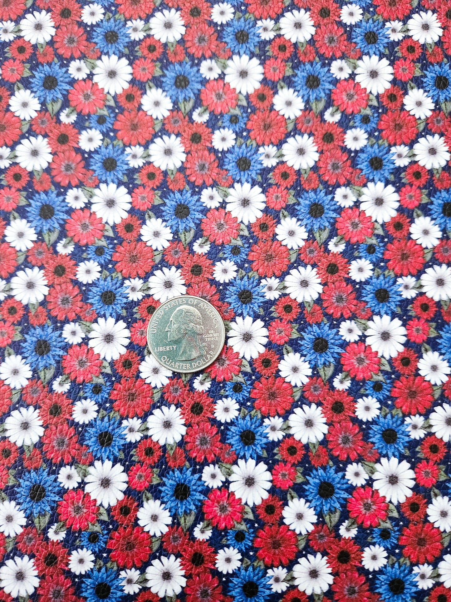 Patriotic Floral 9x12 faux leather sheet