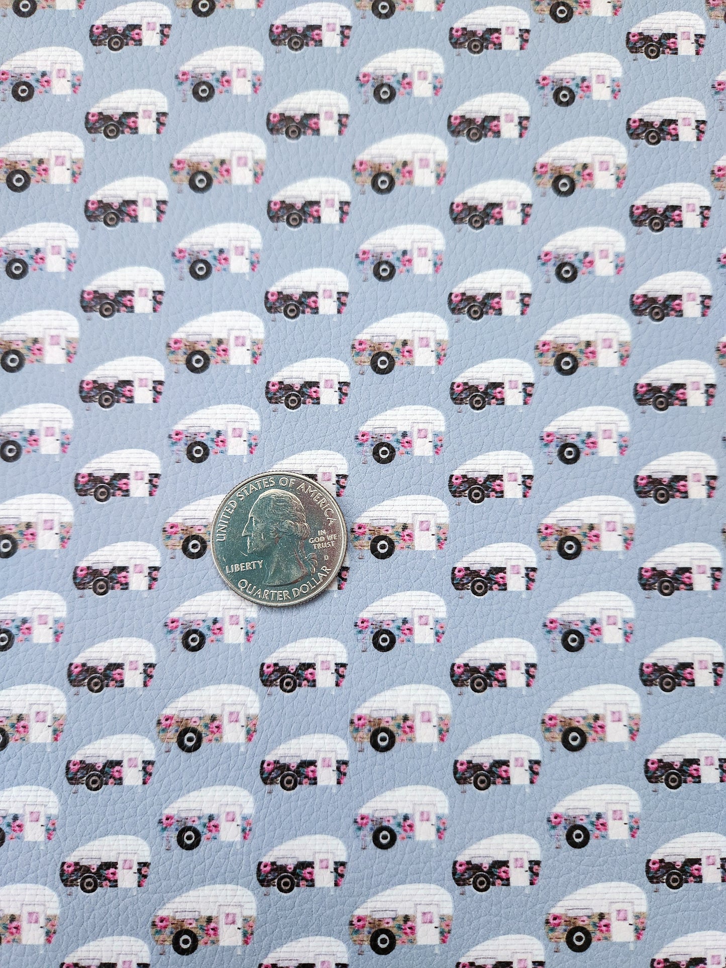 Floral Campers 9x12 faux leather sheet