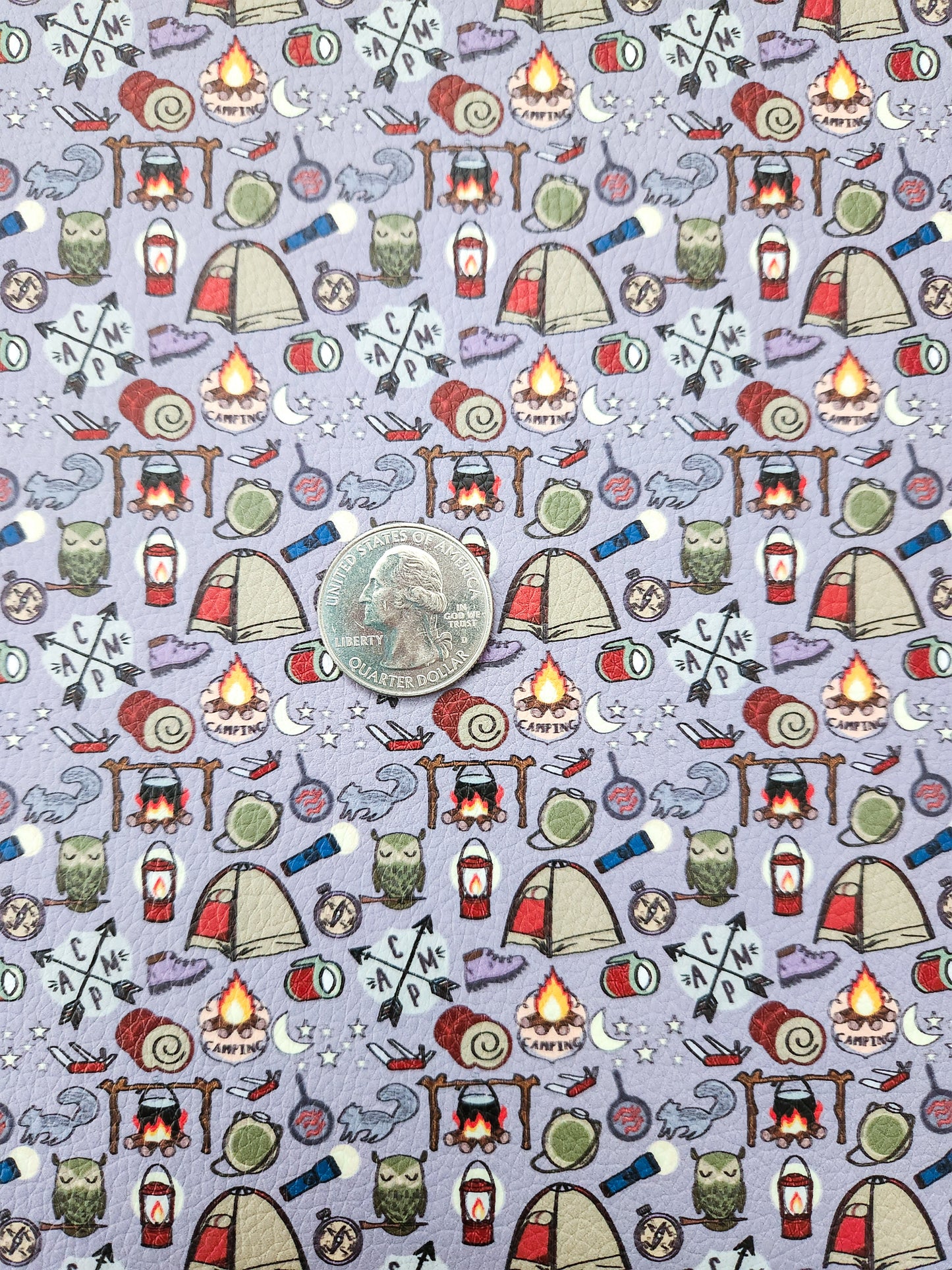Camping Icons 9x12 faux leather sheet