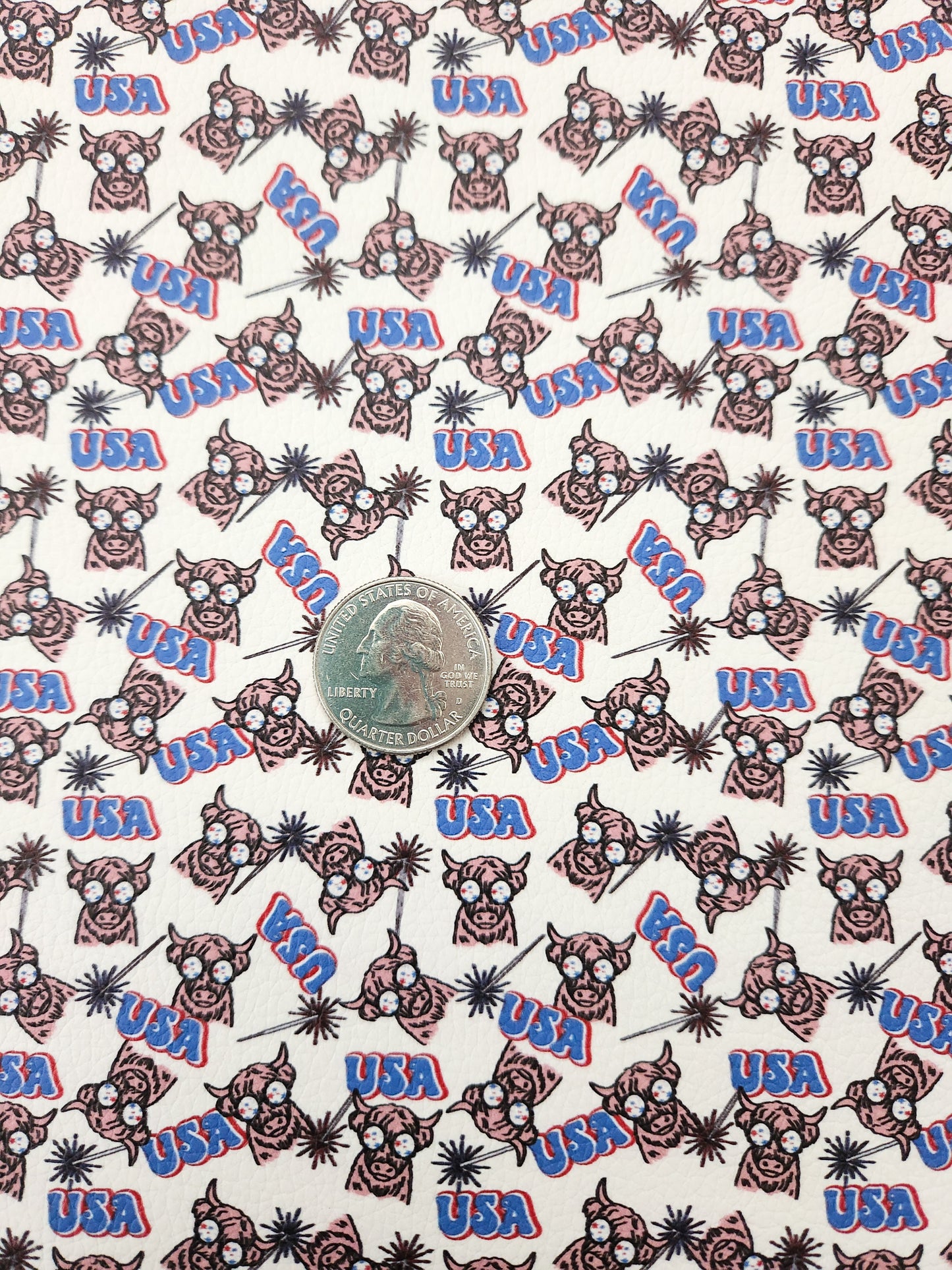 Patriotic Cow 9x12 faux leather sheet