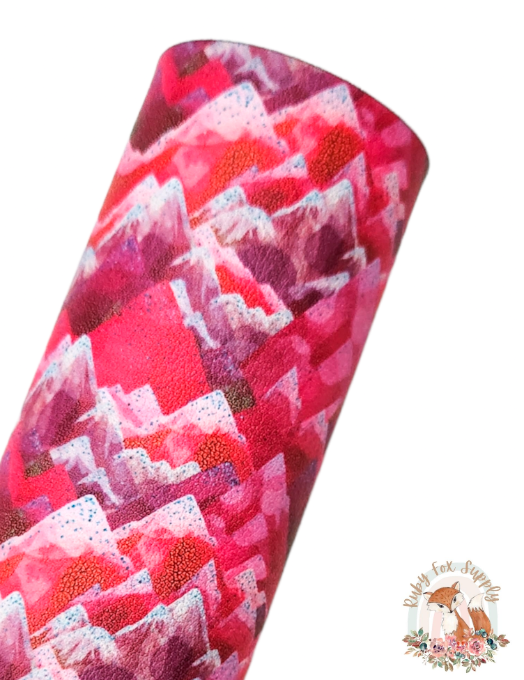 Pink Mountains 9x12 faux leather sheet