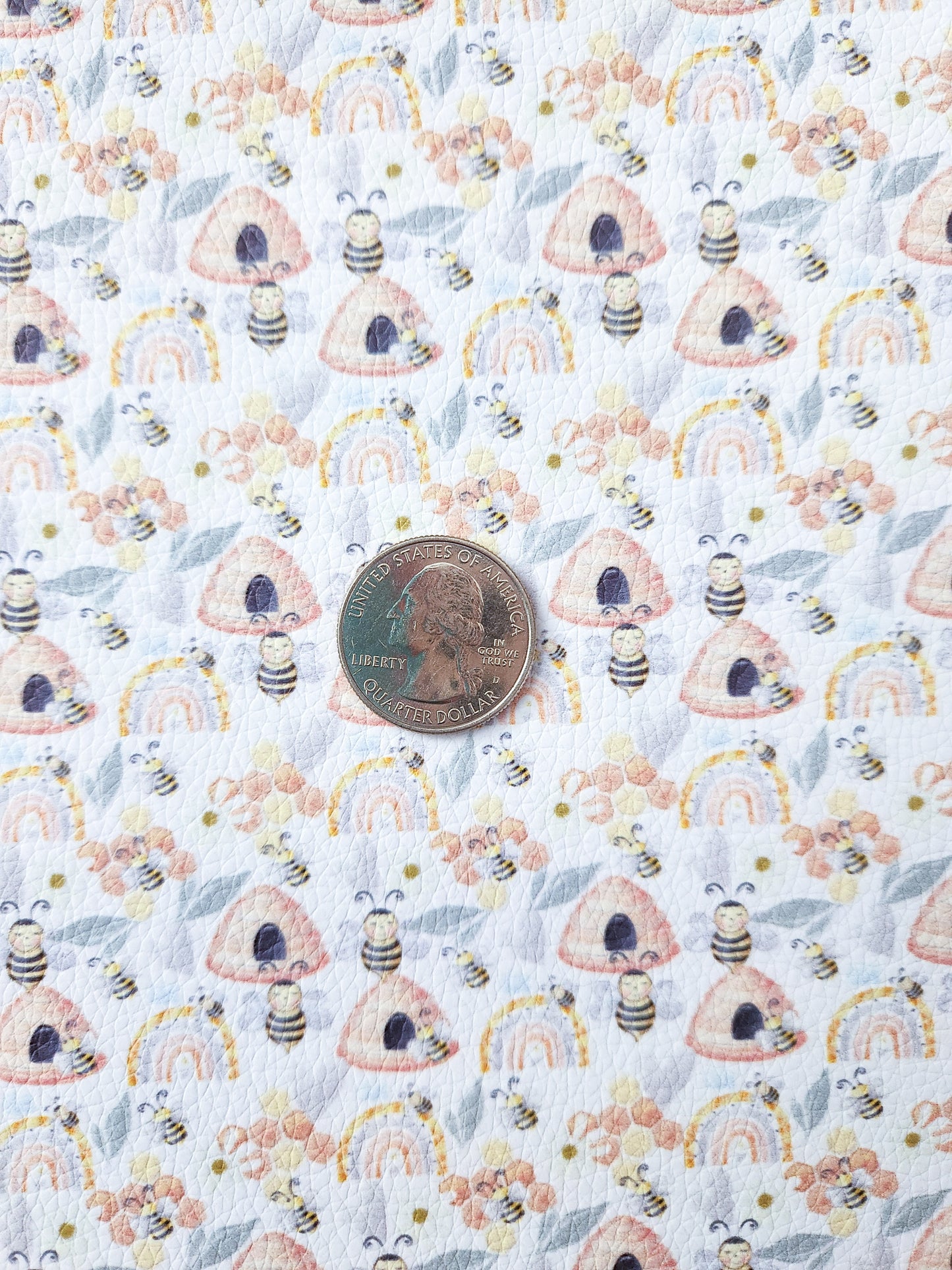 Cute Bees 9x12 faux leather sheet