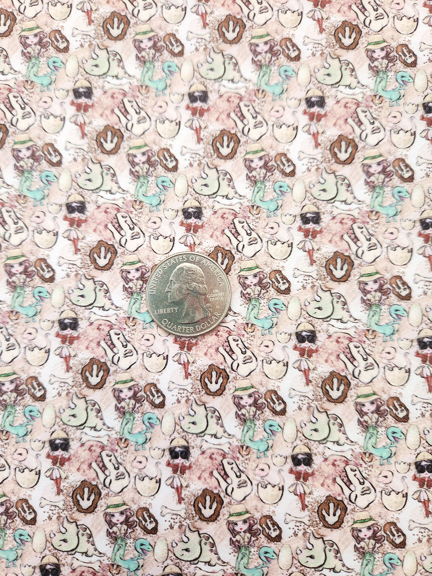 Girl Dino Dig 9x12 faux leather sheet