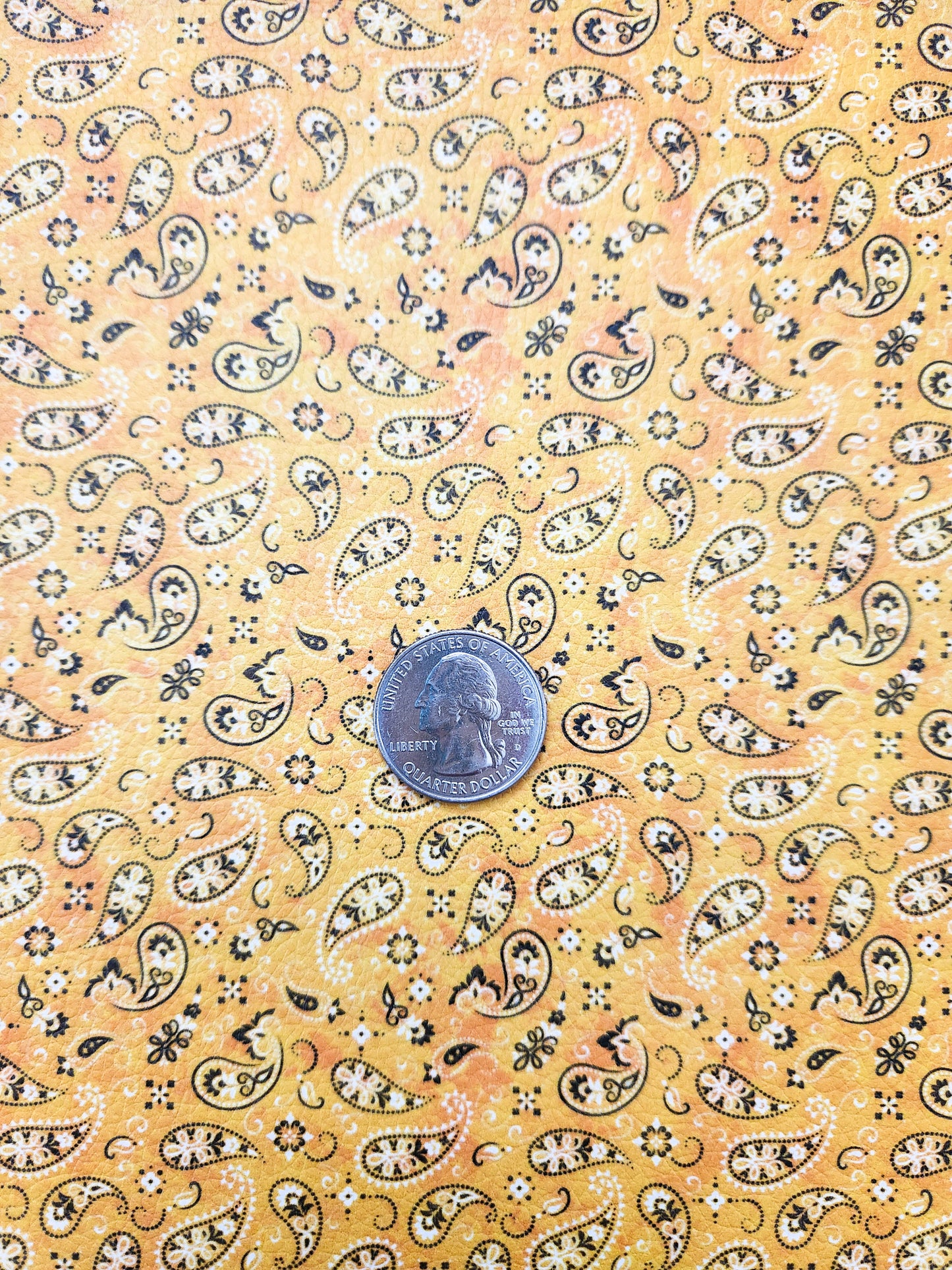 Yellow Paisley 9x12 faux leather sheet