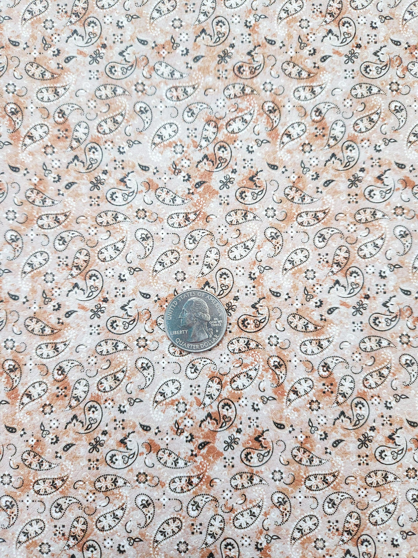 Tan Paisley 9x12 faux leather sheet