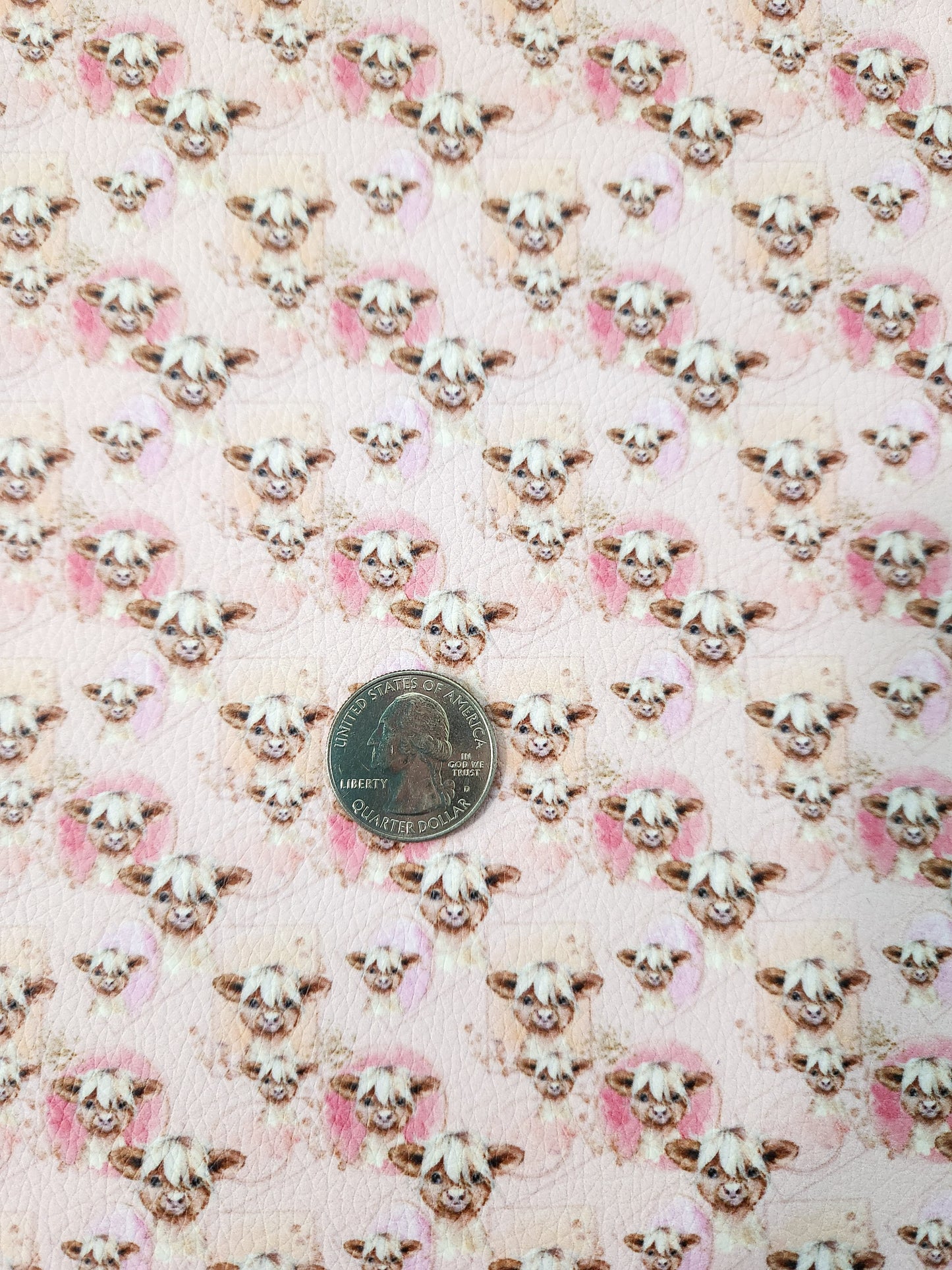 Pretty Pink Cow 9x12 faux leather sheet