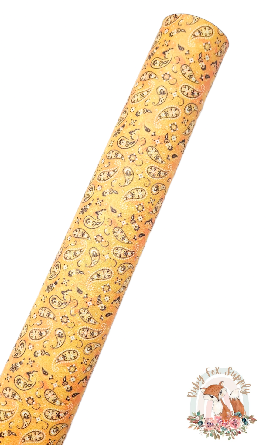 Yellow Paisley 9x12 faux leather sheet