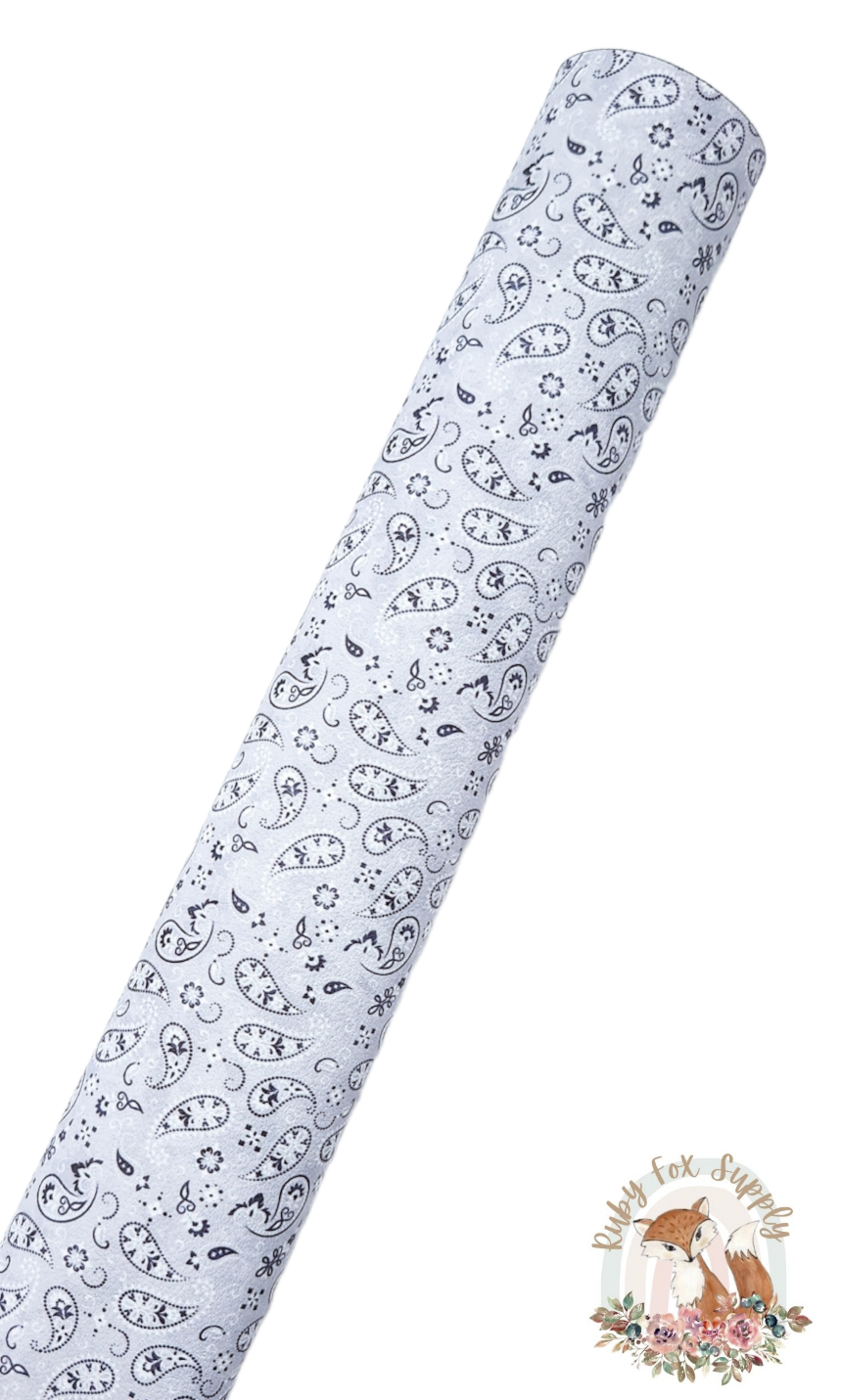 Gray Paisley 9x12 faux leather sheet