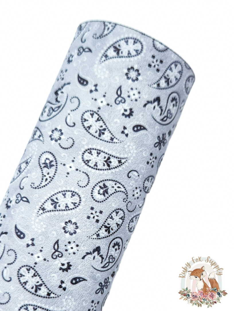 Gray Paisley 9x12 faux leather sheet