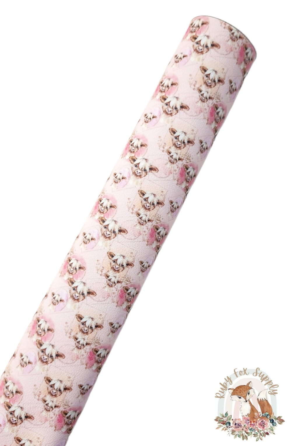 Pretty Pink Cow 9x12 faux leather sheet