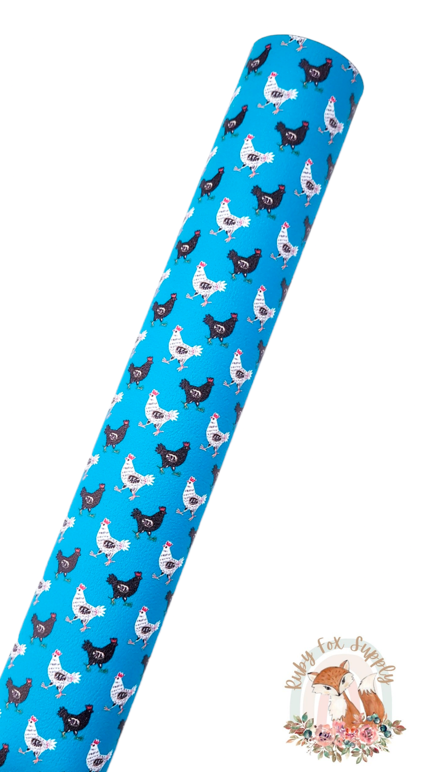 BW Chickens 9x12 faux leather sheet