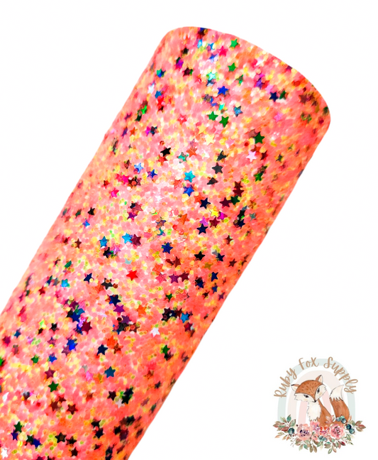 Tropical Sunrise Star Chunky Glitter 9x12 faux leather sheet