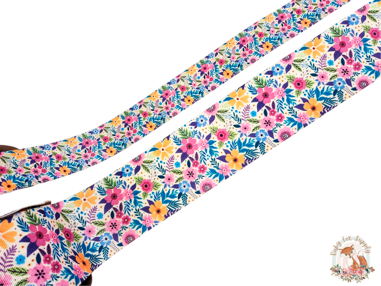 Colorful Blue Floral 3"/1.5" Ribbon