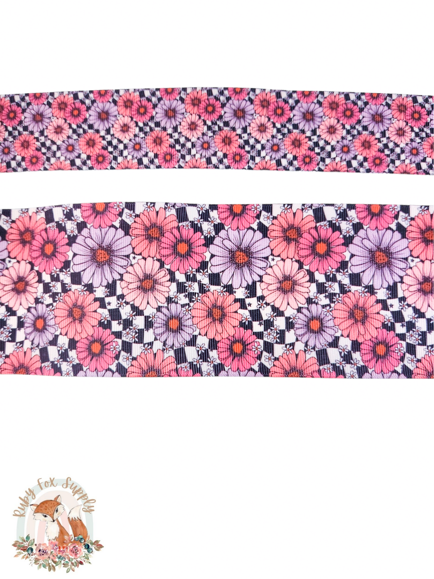 Checkered Floral 3"/1.5" Ribbon