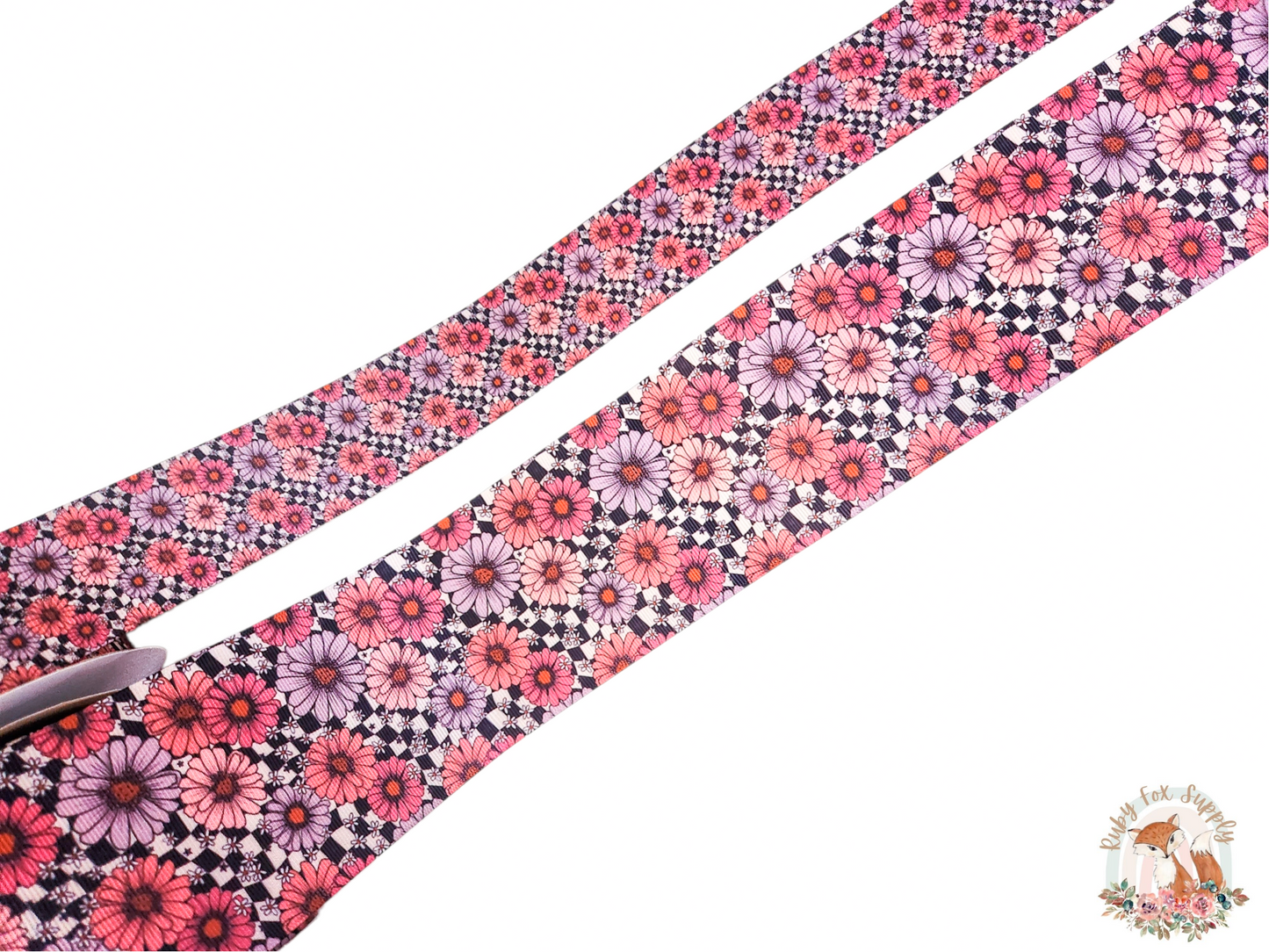 Checkered Floral 3"/1.5" Ribbon