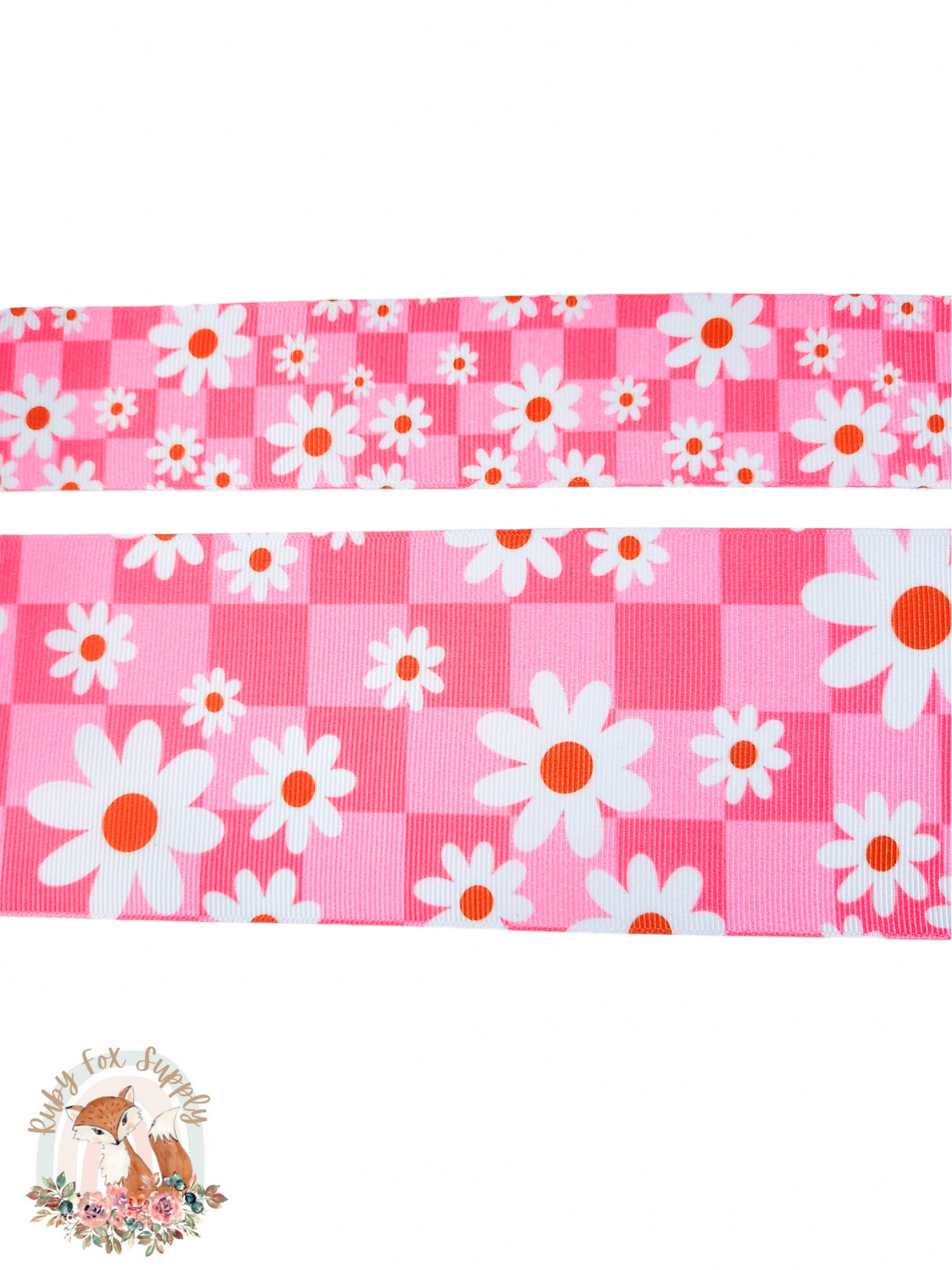Pink Checkered Floral 3"/1.5" Ribbon
