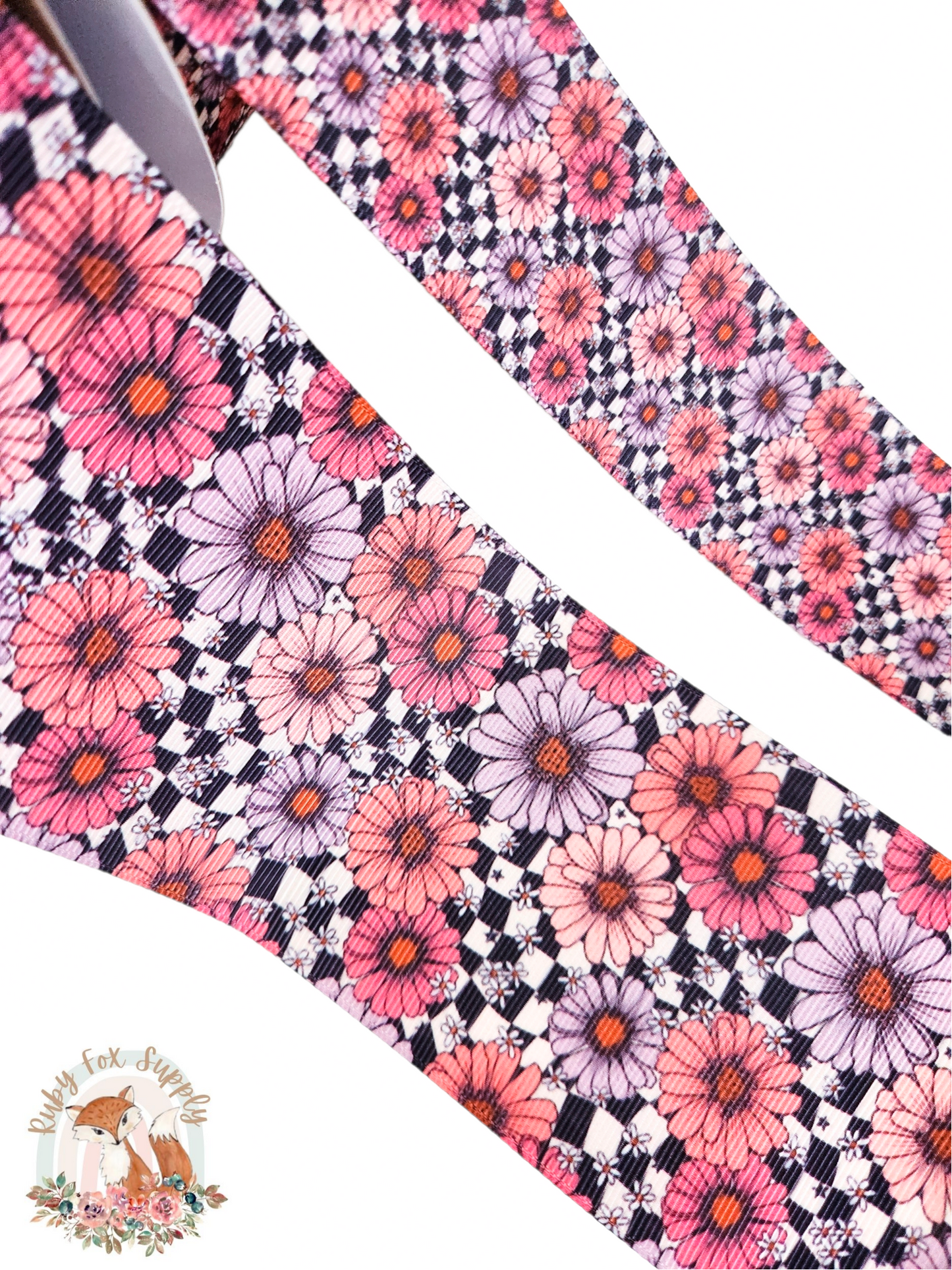 Checkered Floral 3"/1.5" Ribbon