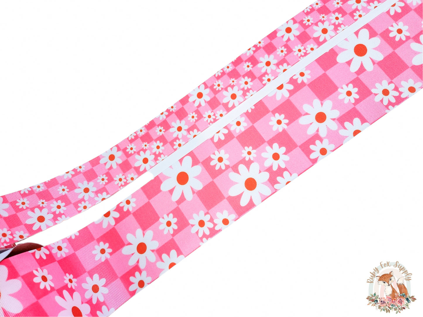 Pink Checkered Floral 3"/1.5" Ribbon