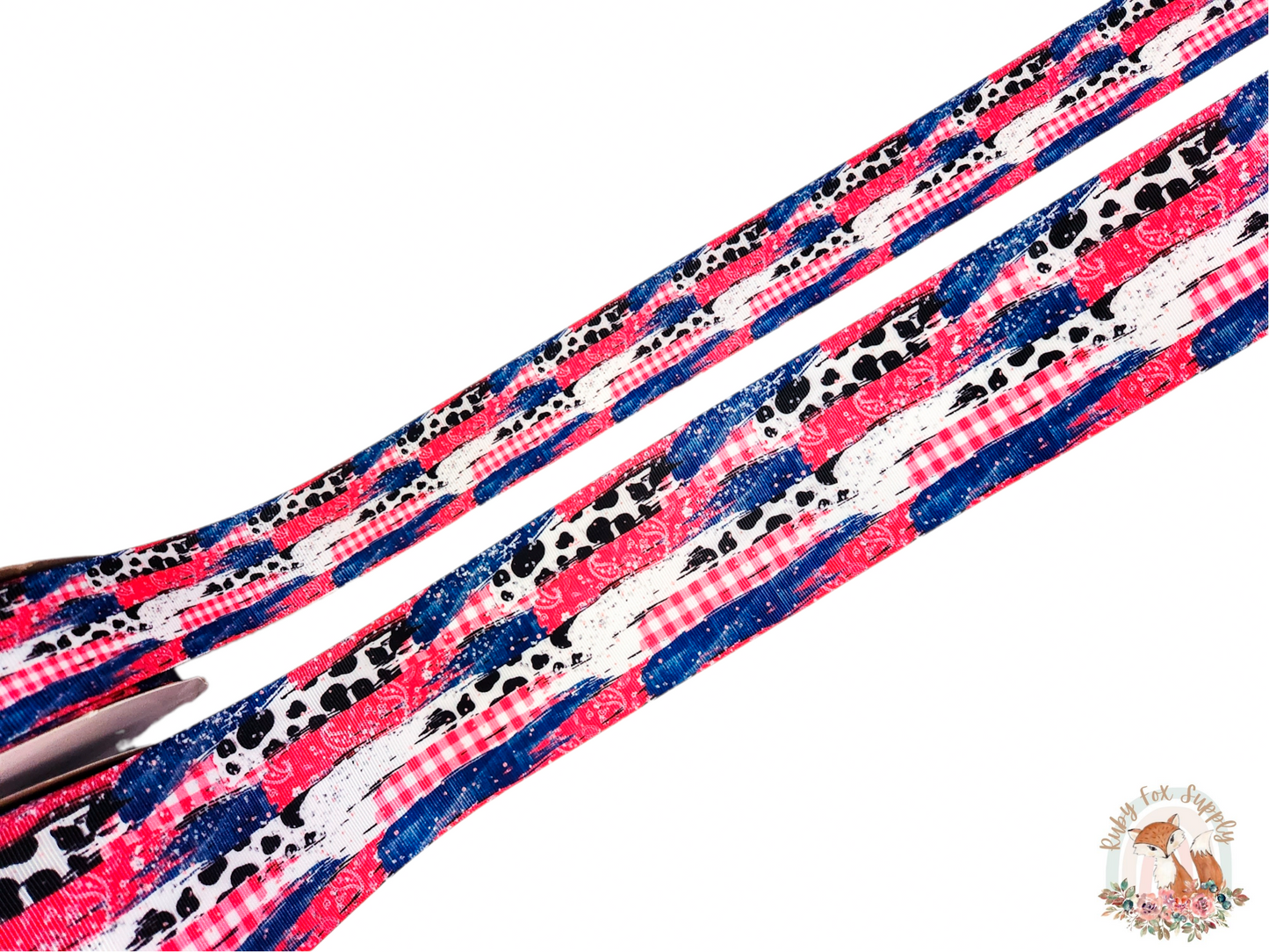 Western Pink Cow Print Brushstrokes 3"/1.5" Ribbon