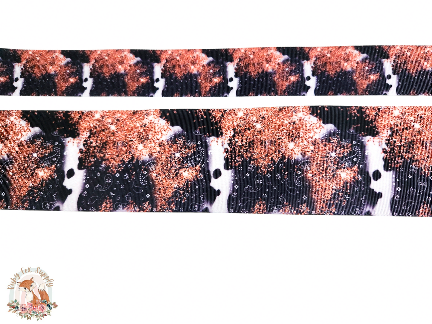 Black Paisley Splatter 3"/1.5" Ribbon