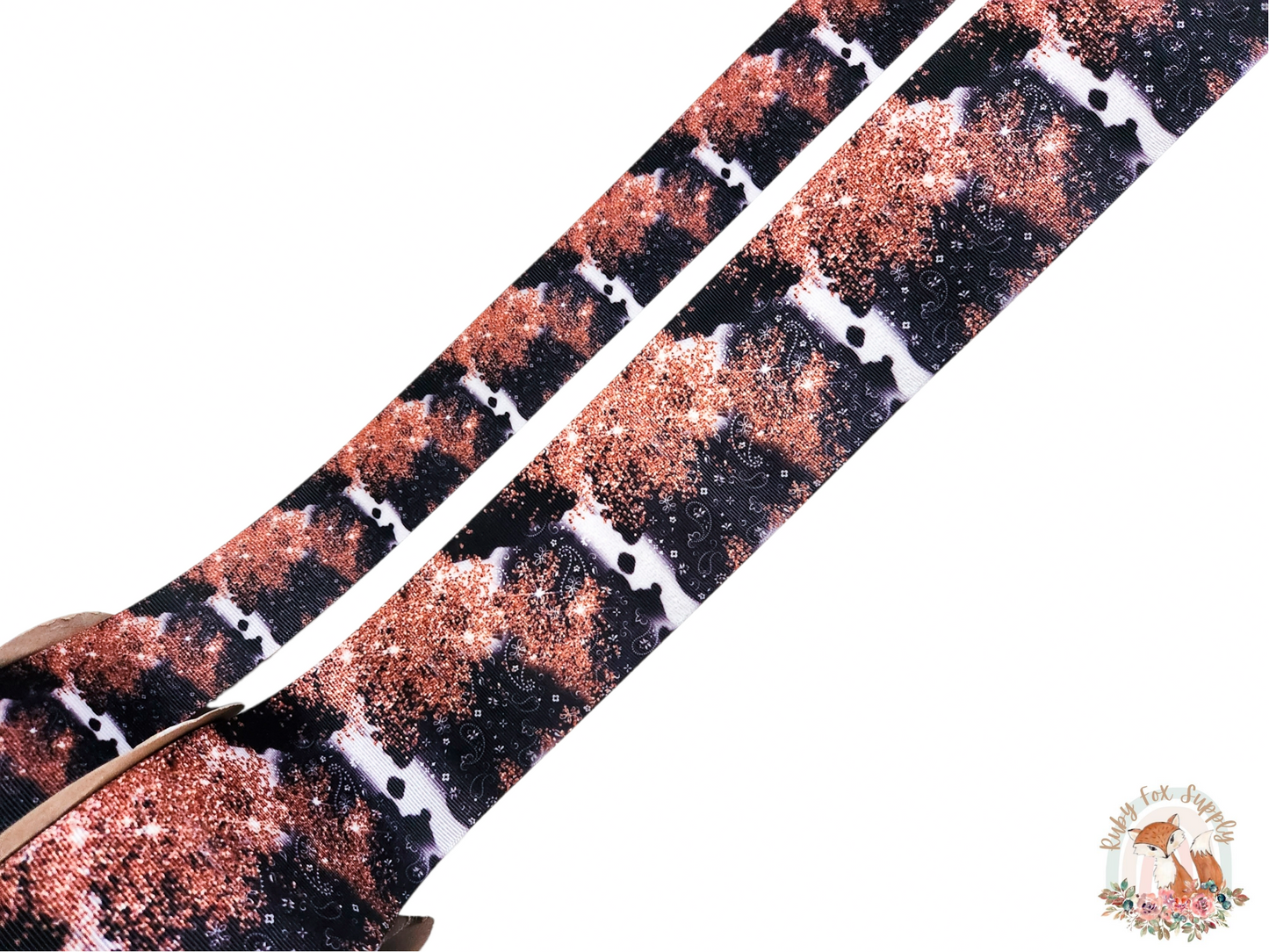 Black Paisley Splatter 3"/1.5" Ribbon