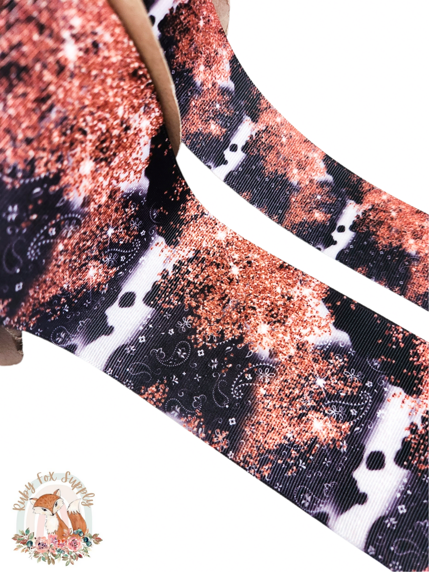 Black Paisley Splatter 3"/1.5" Ribbon