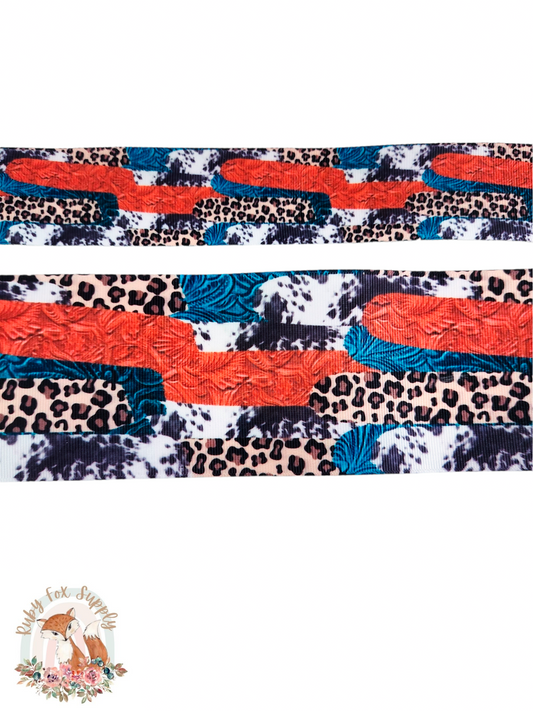 Western Animal Print Brushstrokes 3"/1.5" Ribbon