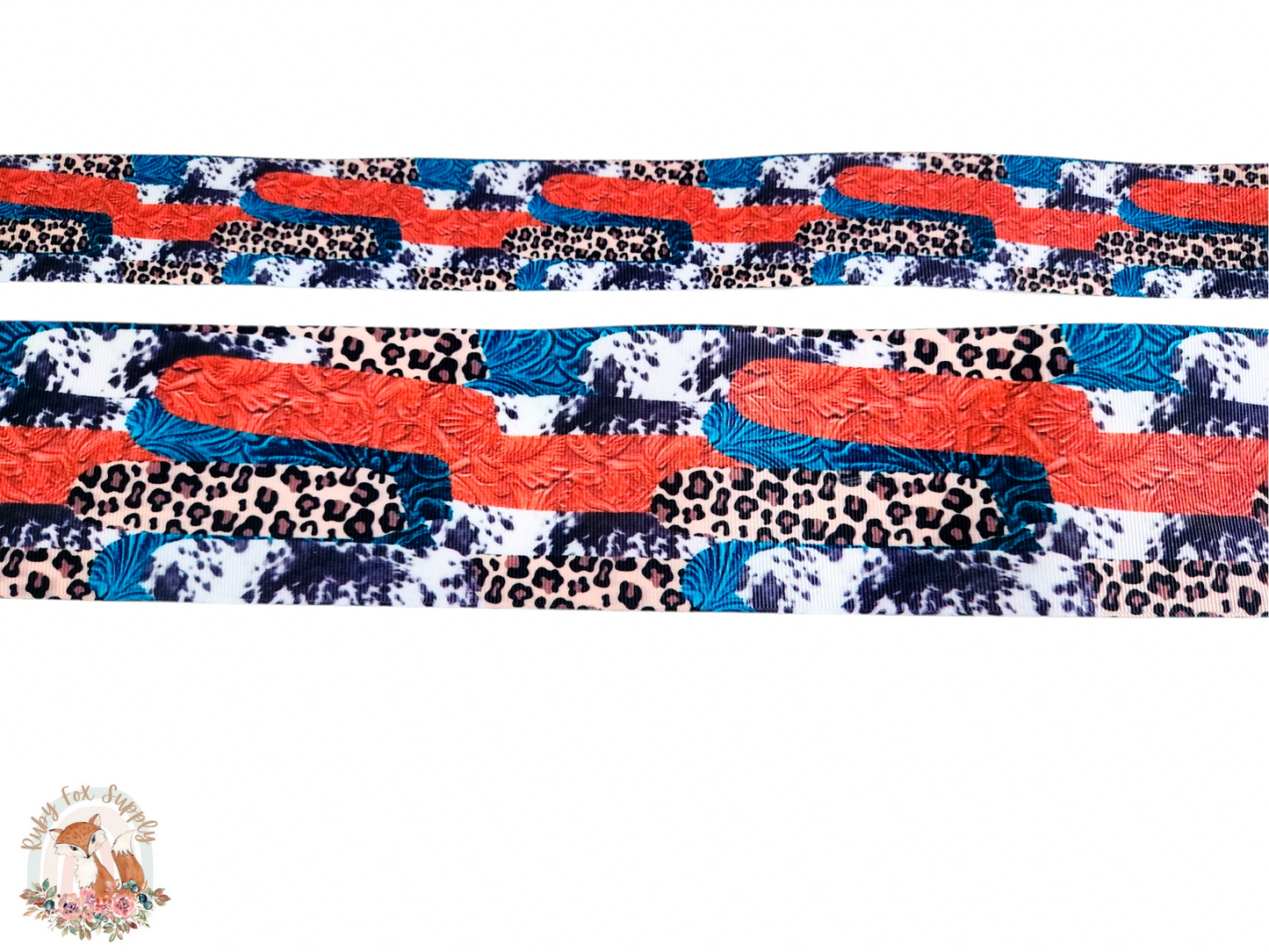 Western Animal Print Brushstrokes 3"/1.5" Ribbon