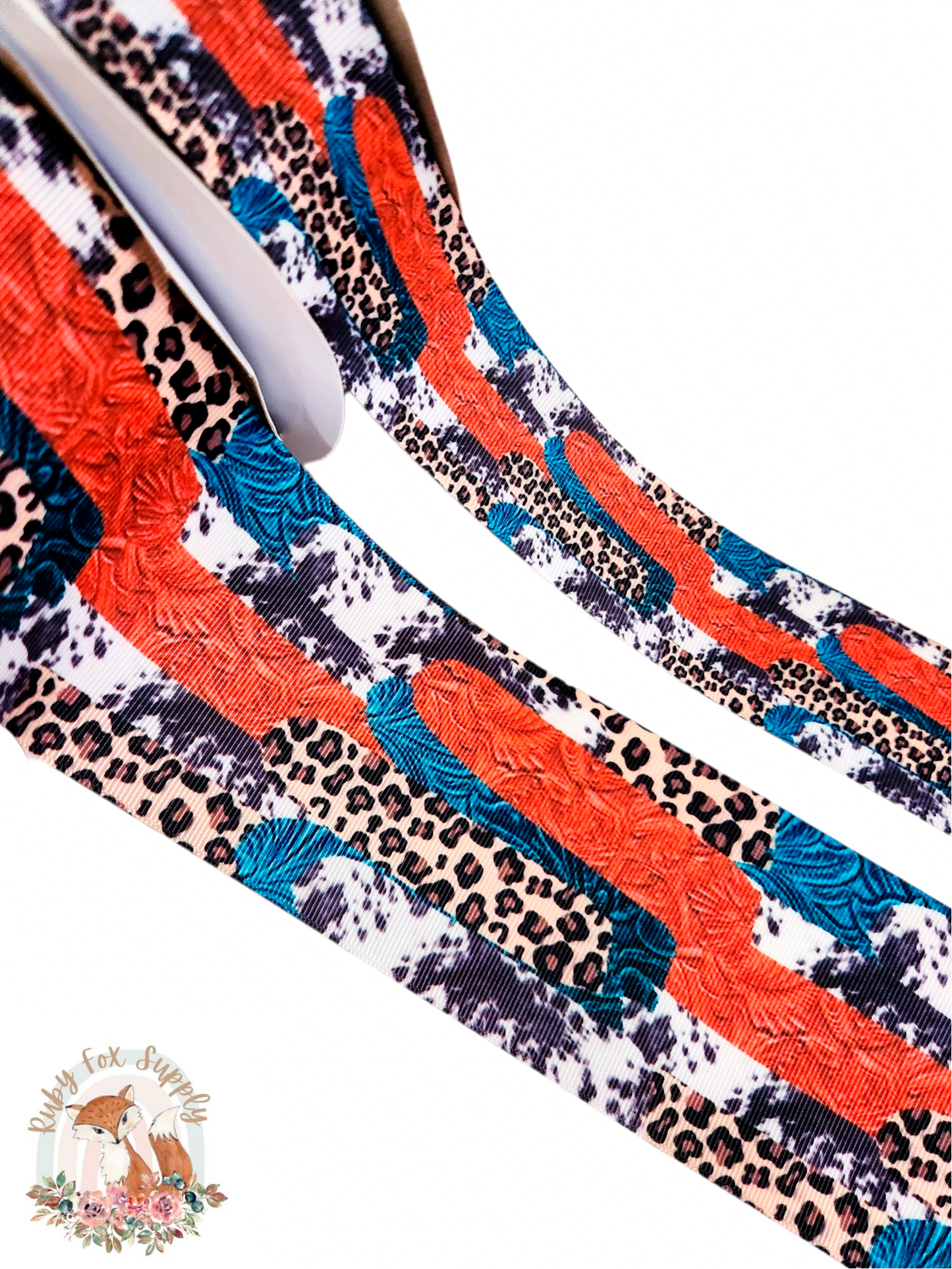 Western Animal Print Brushstrokes 3"/1.5" Ribbon