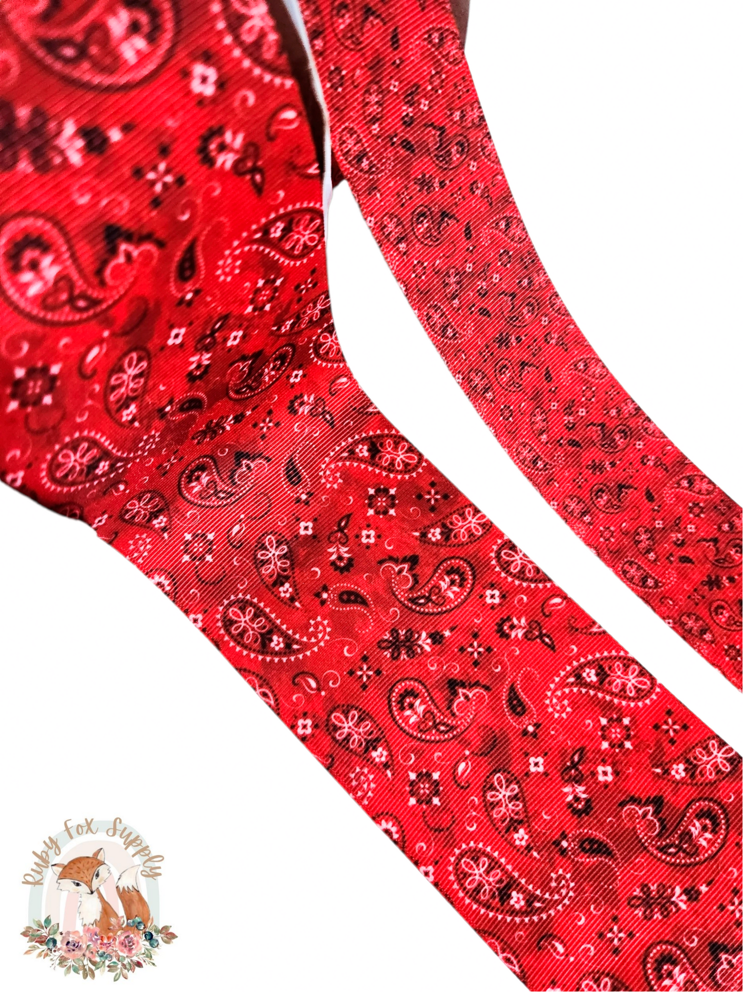 Red Paisley 3"/1.5" Ribbon