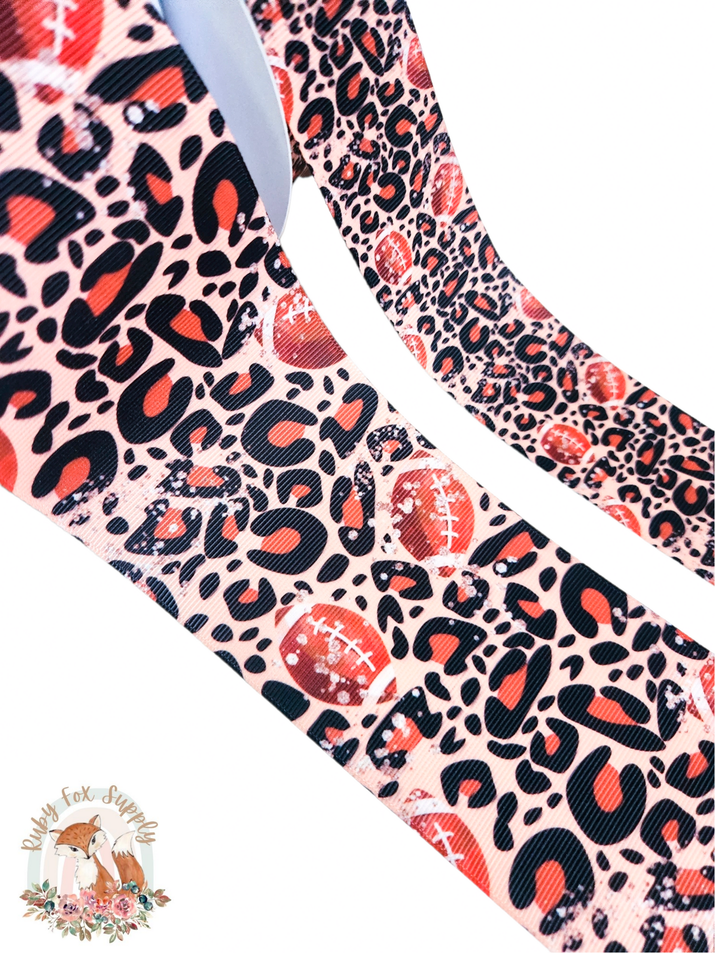 Cheetah Football 3"/1.5" Ribbon