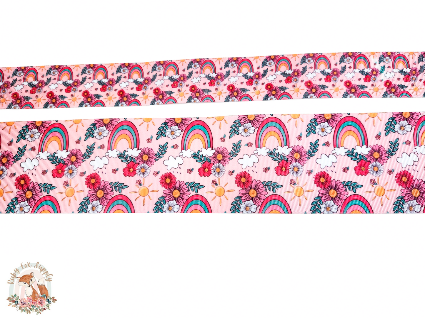 Rainbows and Flowers 3"/1.5" Ribbon