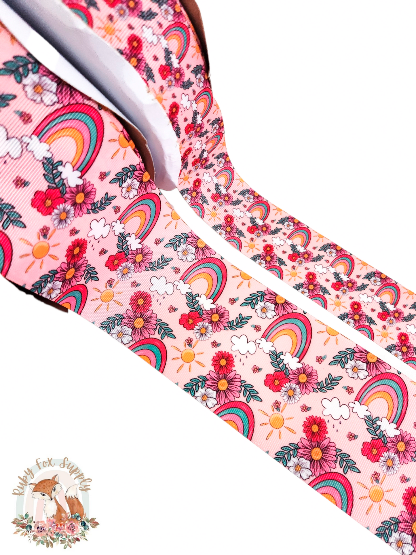 Rainbows and Flowers 3"/1.5" Ribbon