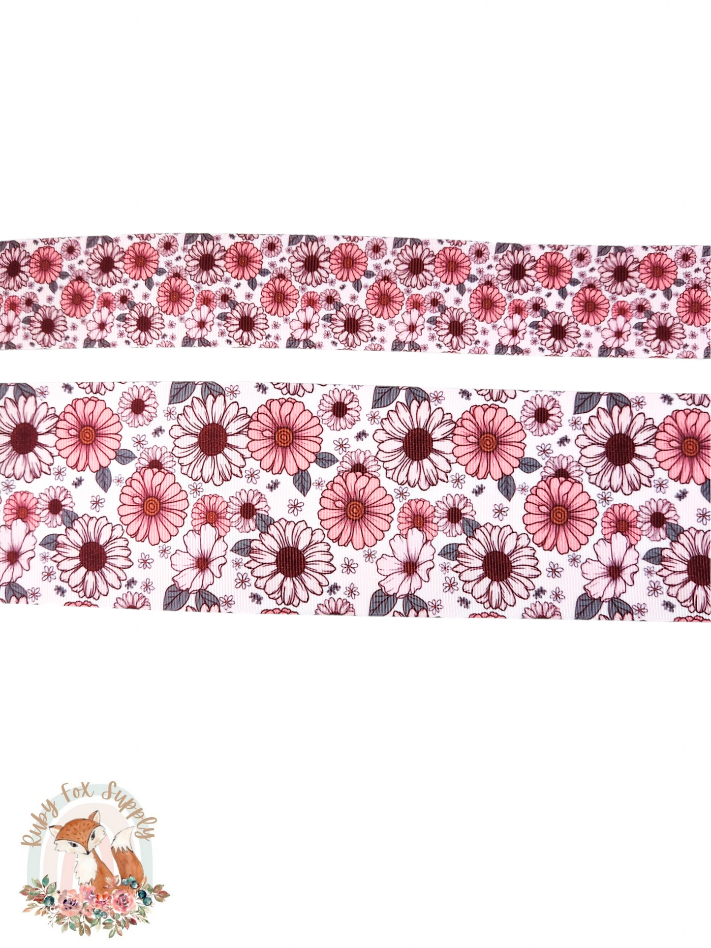 Maroon Floral 3"/1.5" Ribbon