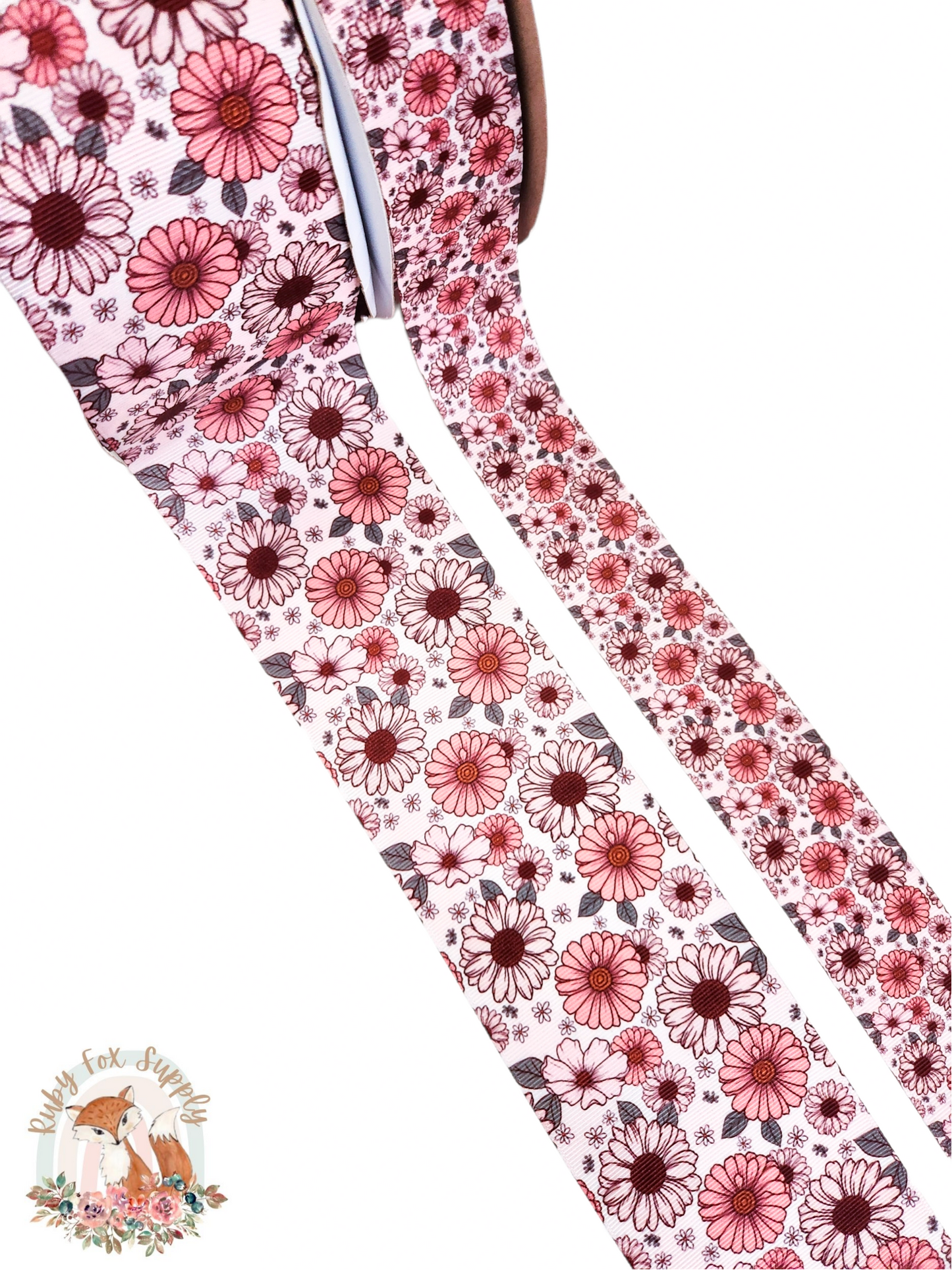 Maroon Floral 3"/1.5" Ribbon