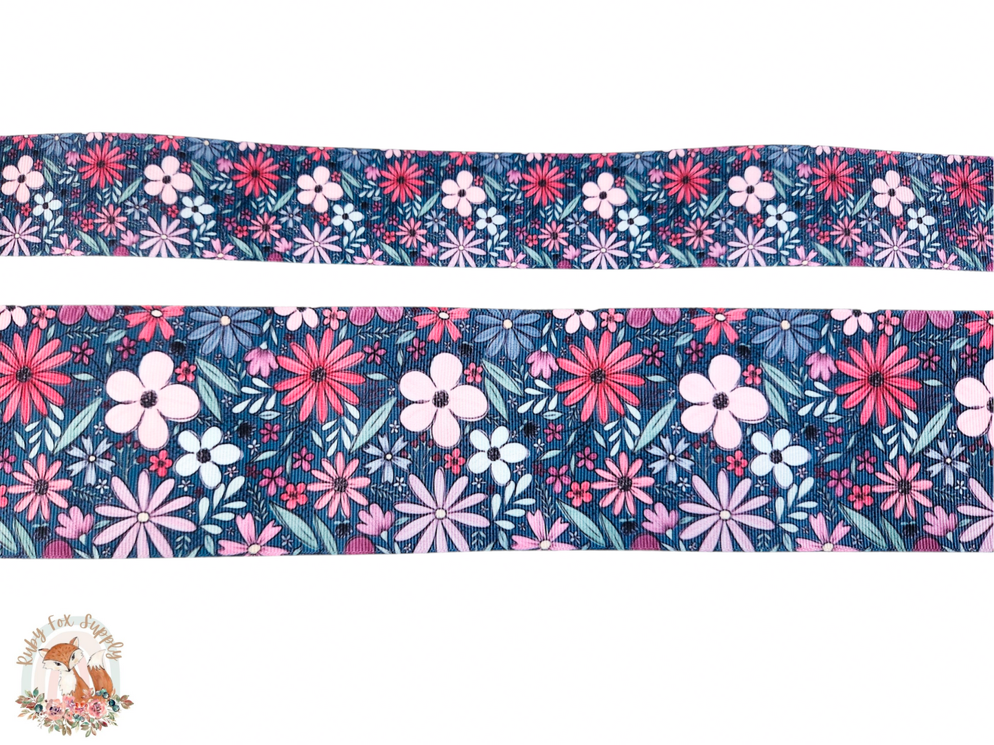Dark Sketchy Floral 3"/1.5" Ribbon