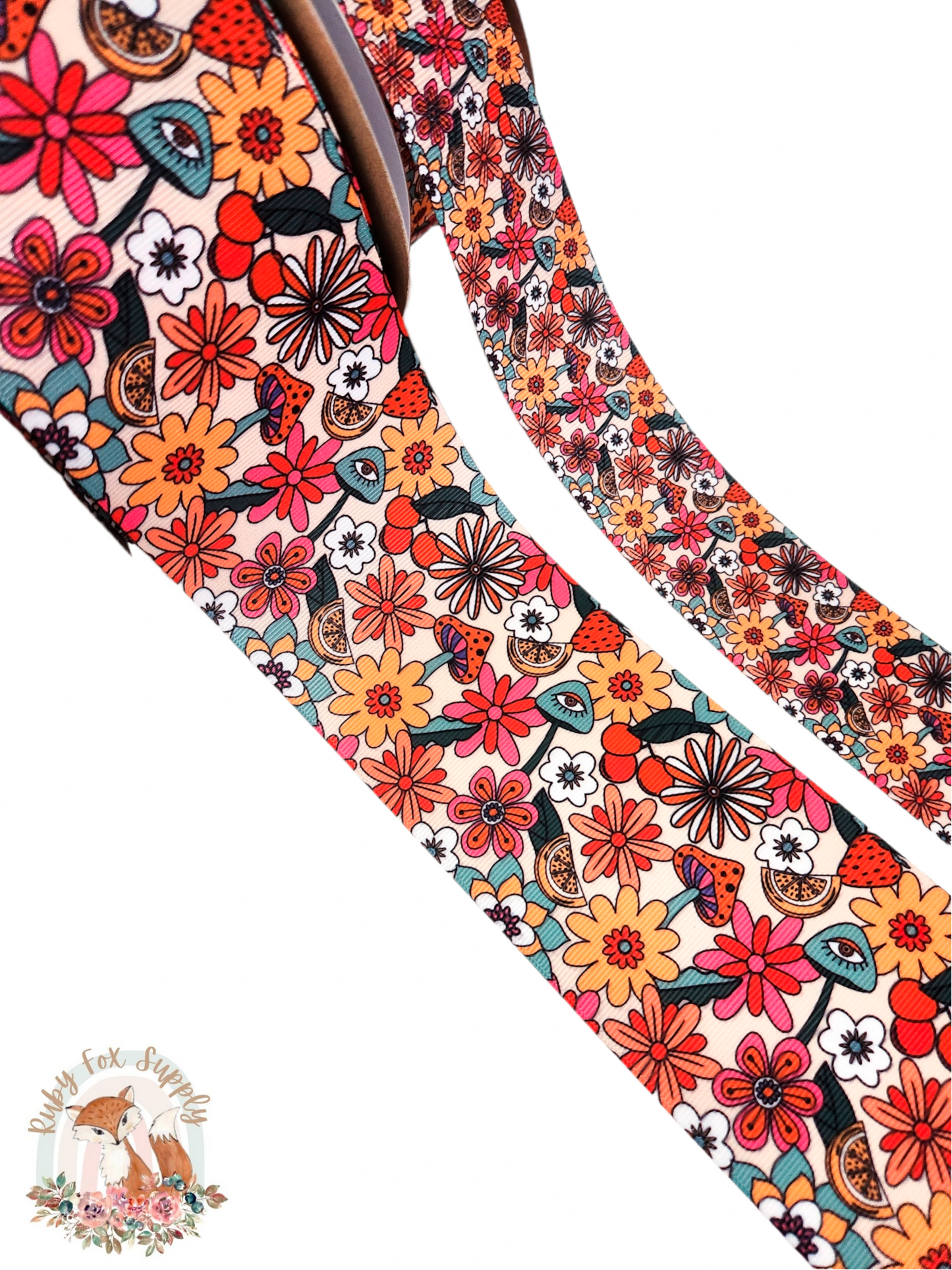 Mushroom Floral 3"/1.5" Ribbon