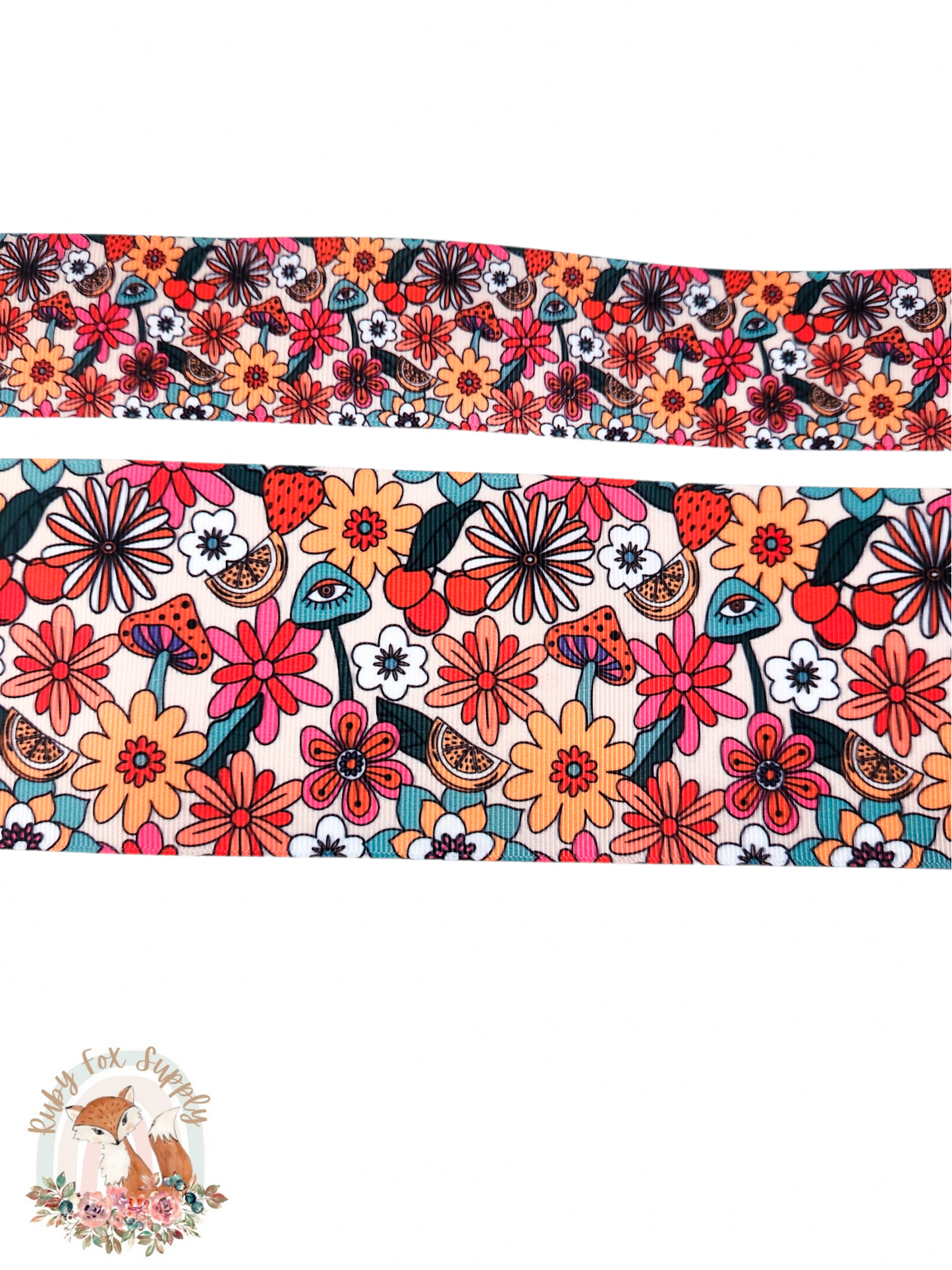 Mushroom Floral 3"/1.5" Ribbon