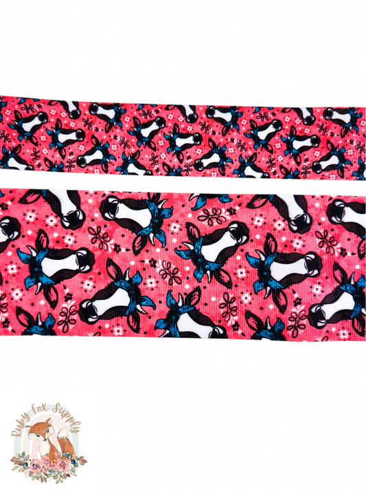 Pink Bandanna Cow 3"/1.5" Ribbon