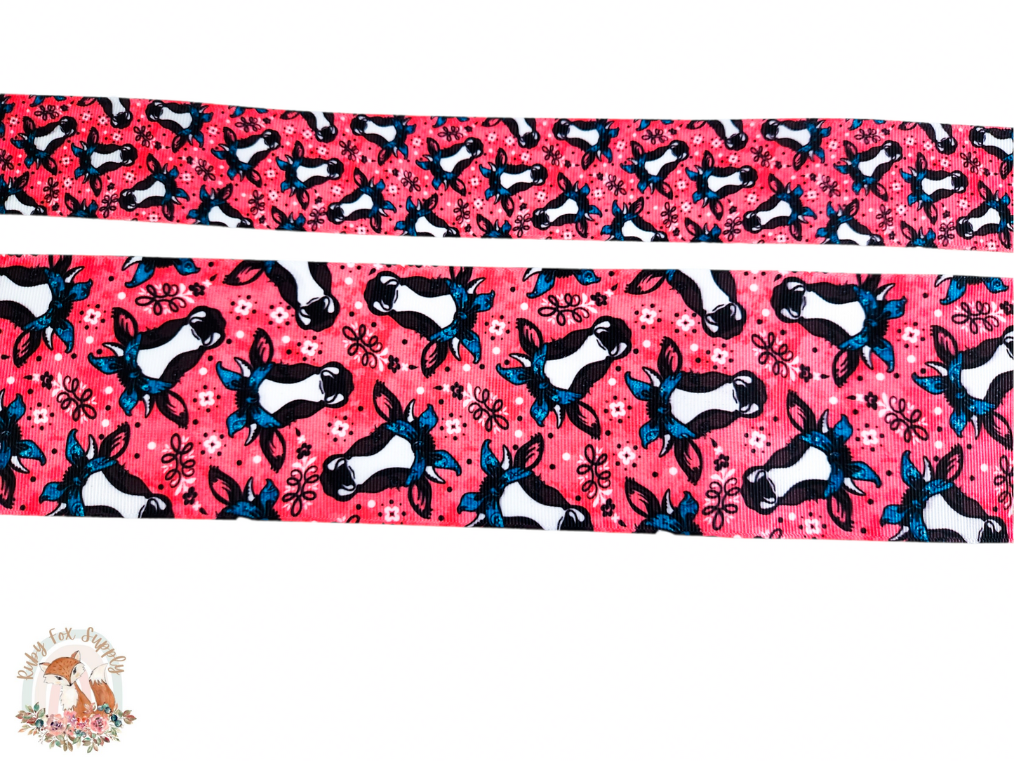 Pink Bandanna Cow 3"/1.5" Ribbon