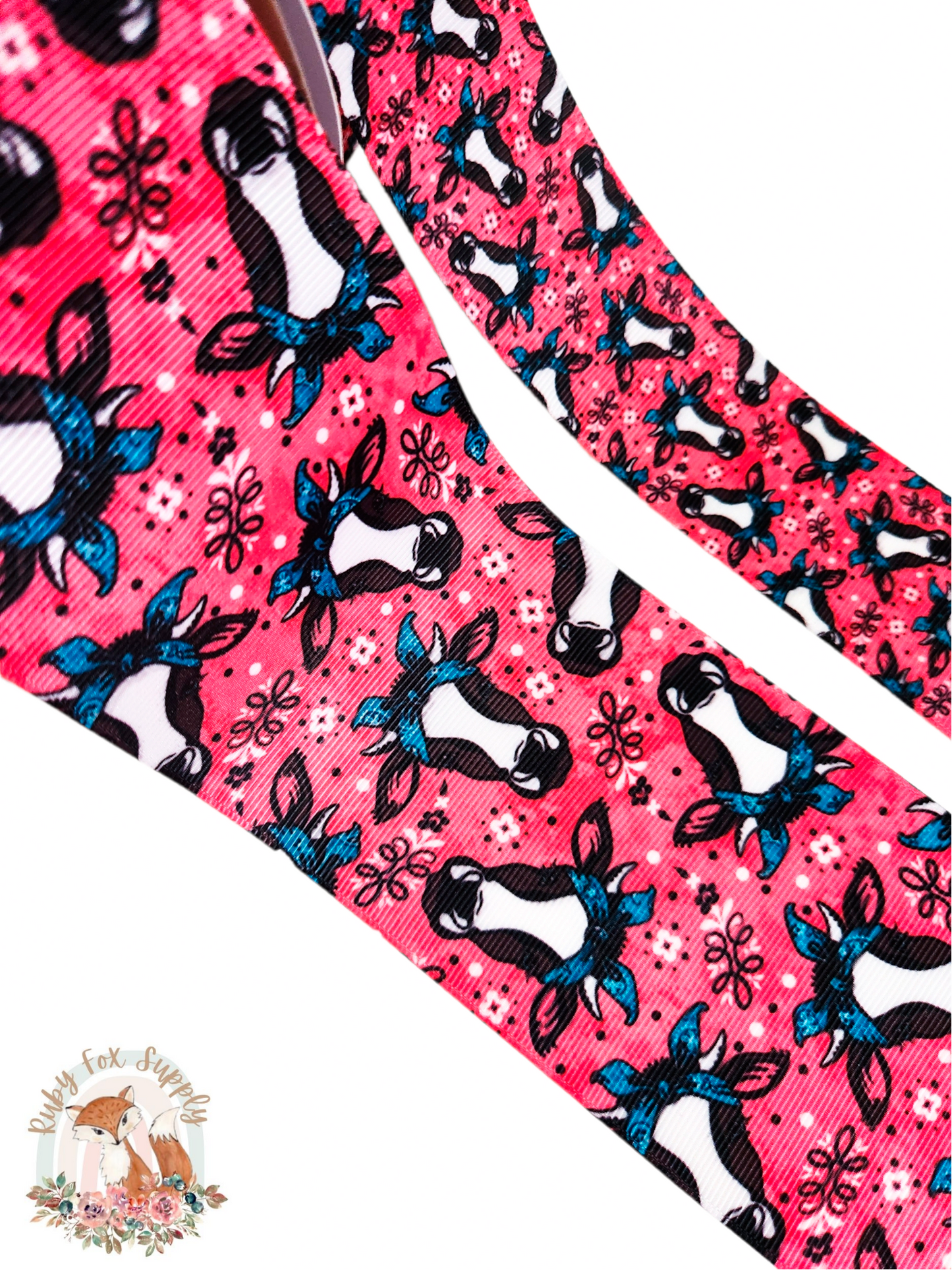 Pink Bandanna Cow 3"/1.5" Ribbon