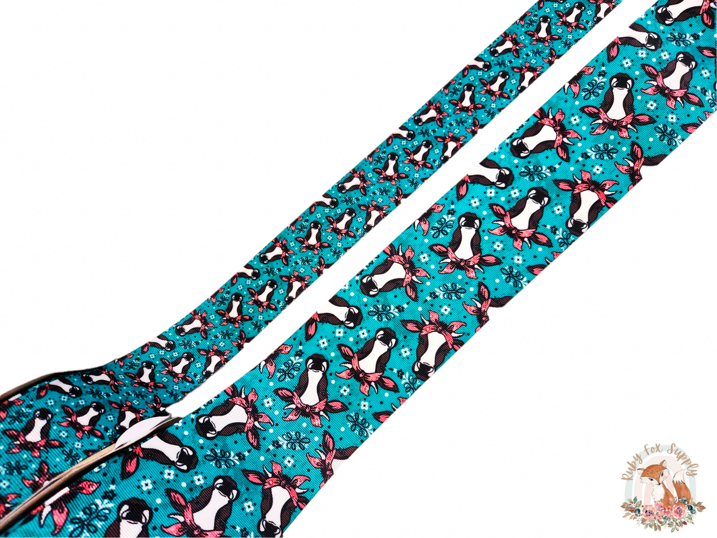 Teal Bandanna Cow 3"/1.5" Ribbon