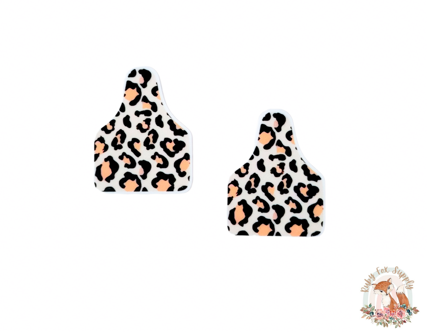 Cheetah Cow Tag Resin Earrings