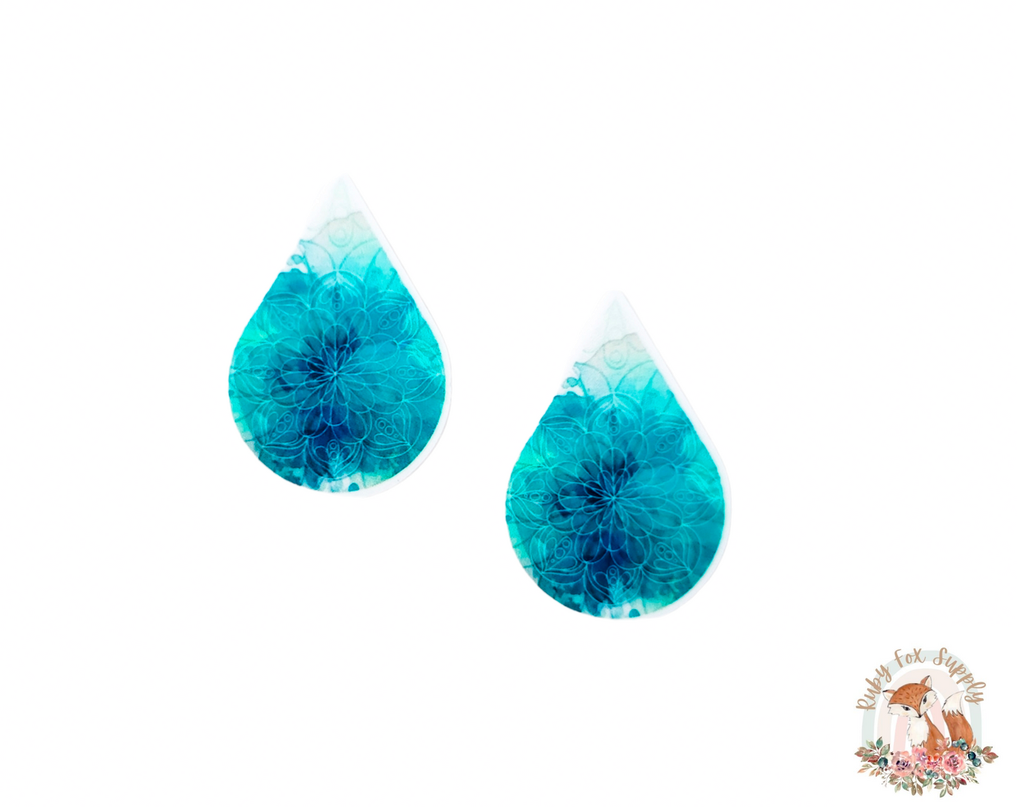 Blue Floral Ocean Resin Earrings