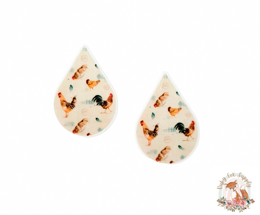 Tan Chicken Resin Earrings