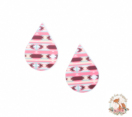 Western Pink Pattern Resin Earrings