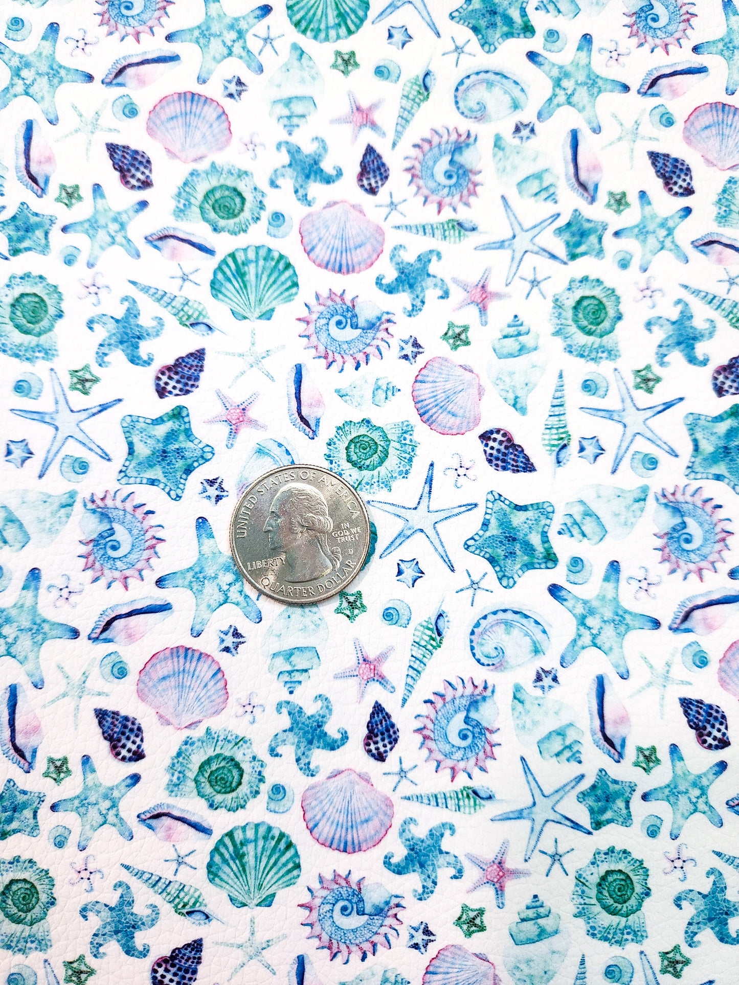 Turquoise Shells 9x12 faux leather sheet