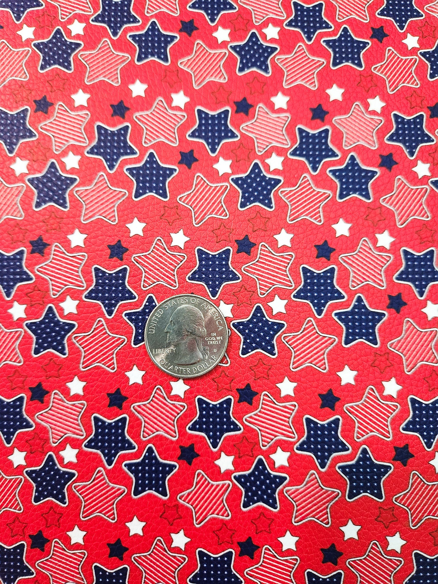 Red Patriotic Stars 9x12 faux leather sheet