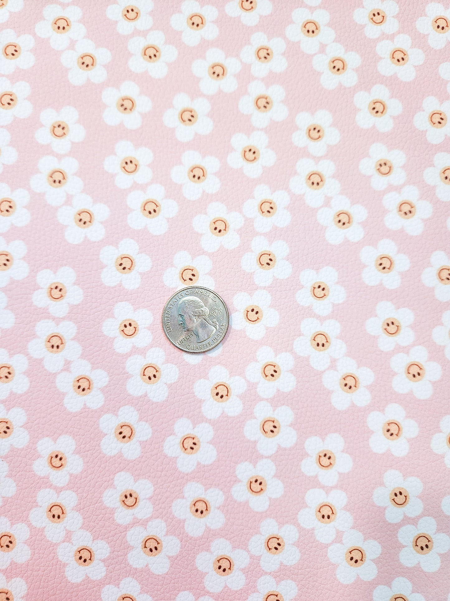 Pink Happy Daisy 9x12 faux leather sheet