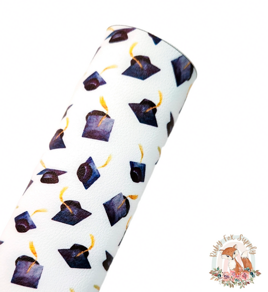 Graduation Hats 9x12 faux leather sheet